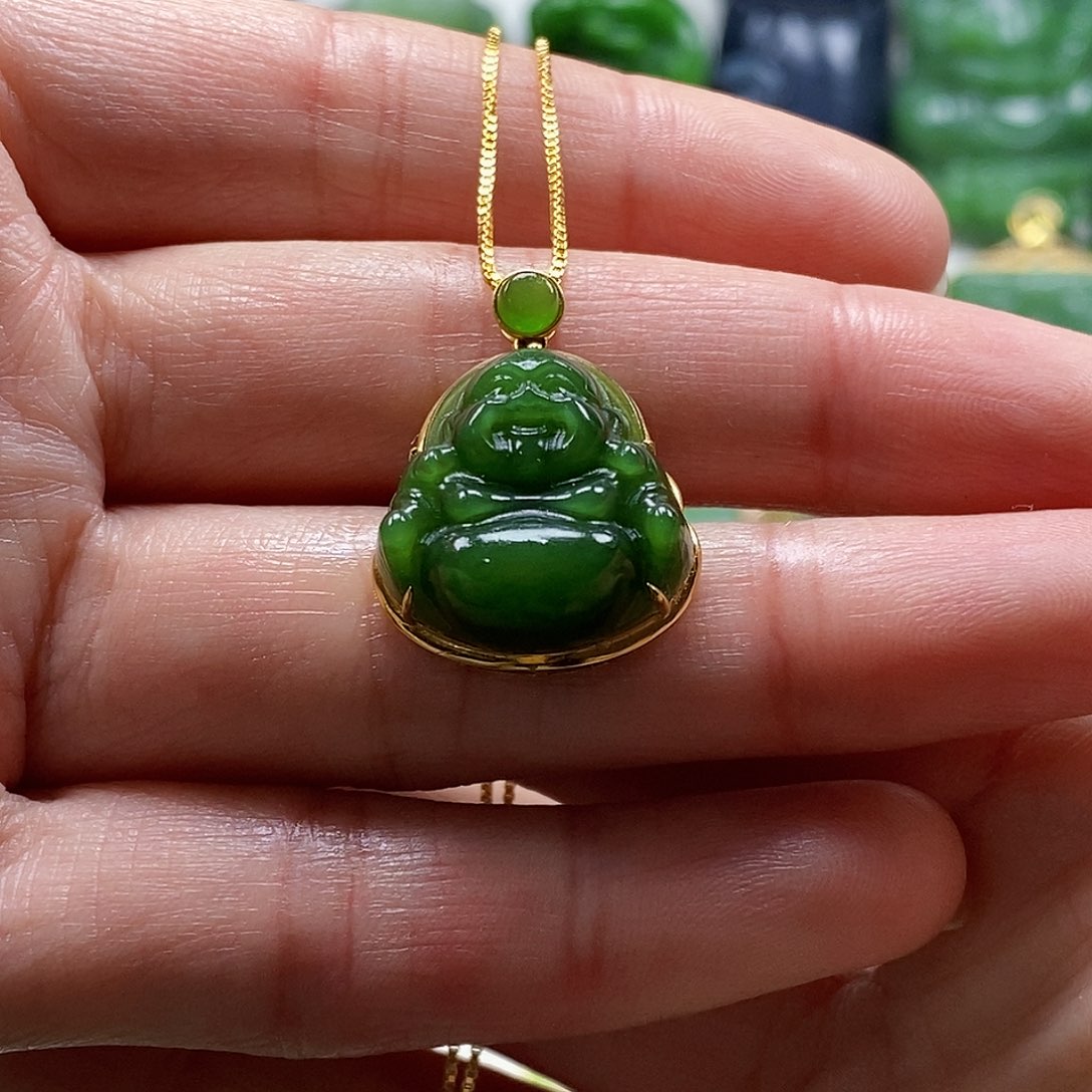 和田玉颈饰18K金镶嵌