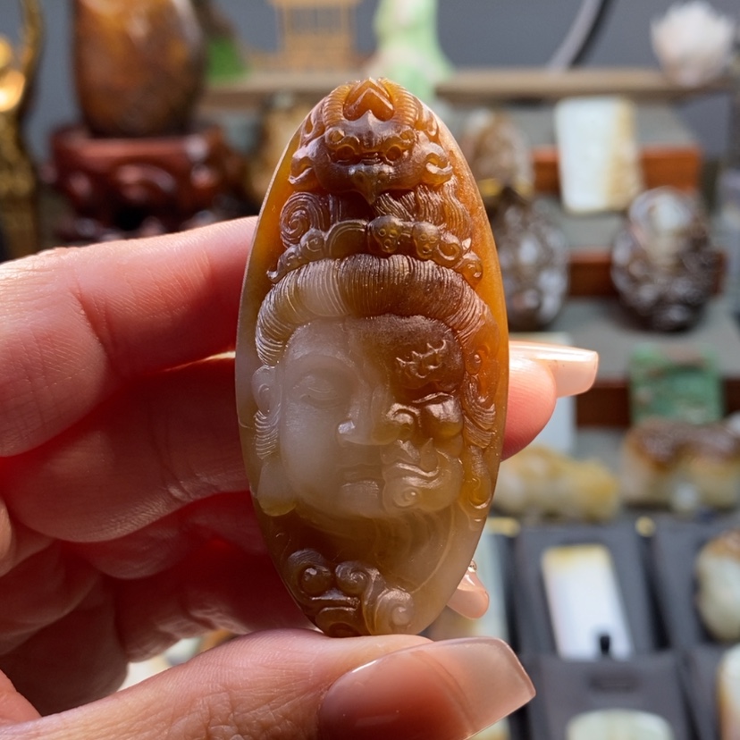 【闪购商品】和田玉（糖玉）吊坠未镶嵌佛魔一念