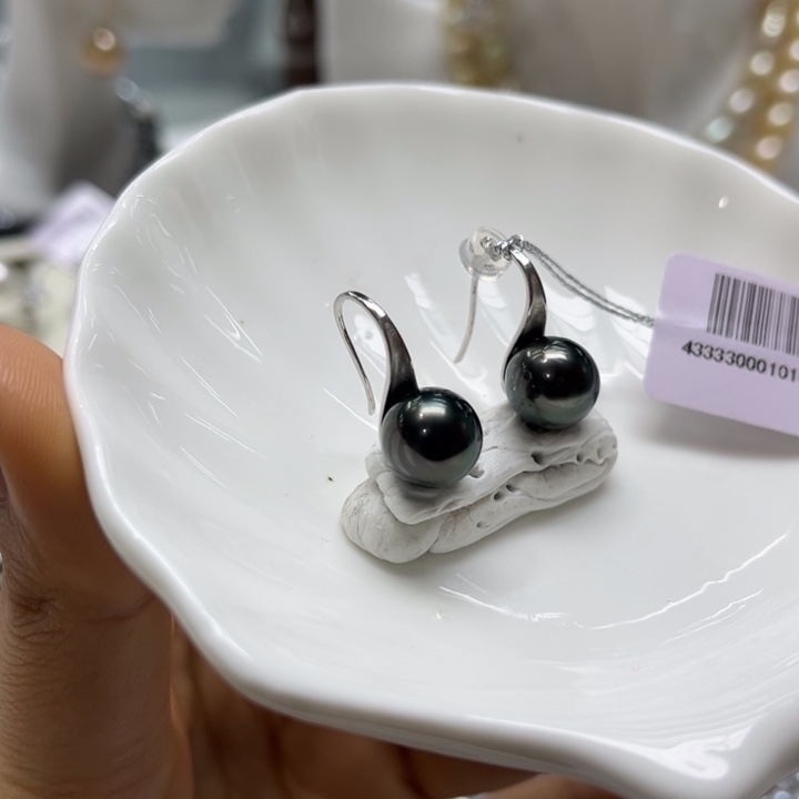 海水珍珠耳饰银S925镶嵌10mm