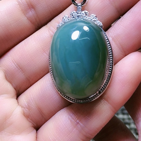 和田玉挂件银S925镶嵌