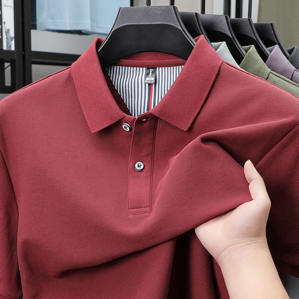 短袖纯色Polo衫男士商务T恤韩版休闲中性风痞帅