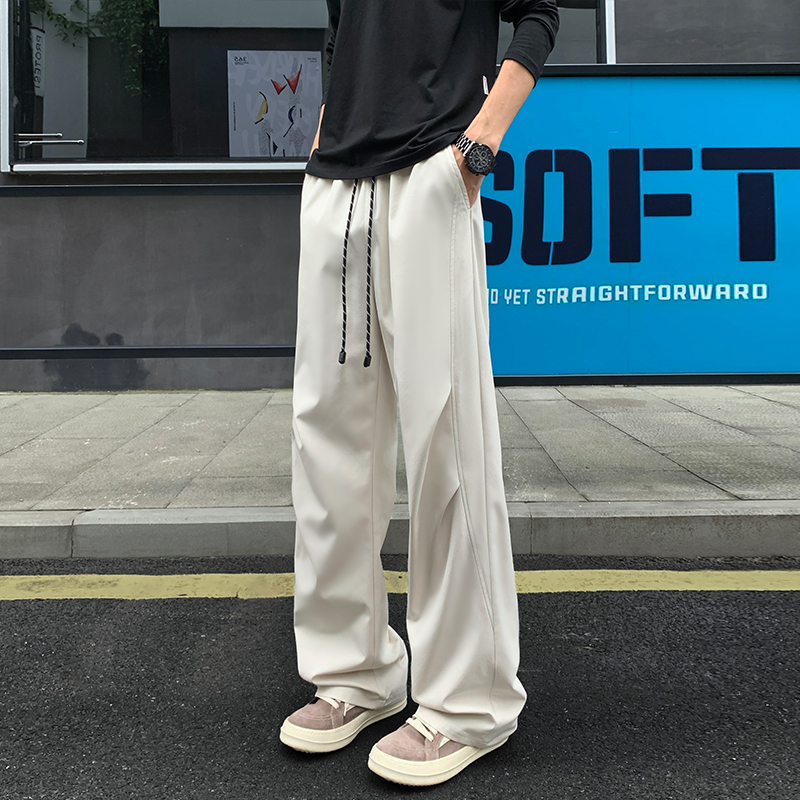 YNZ.XX美式复古褶皱垂感休闲裤男秋季新款宽松百搭直筒阔腿长裤子