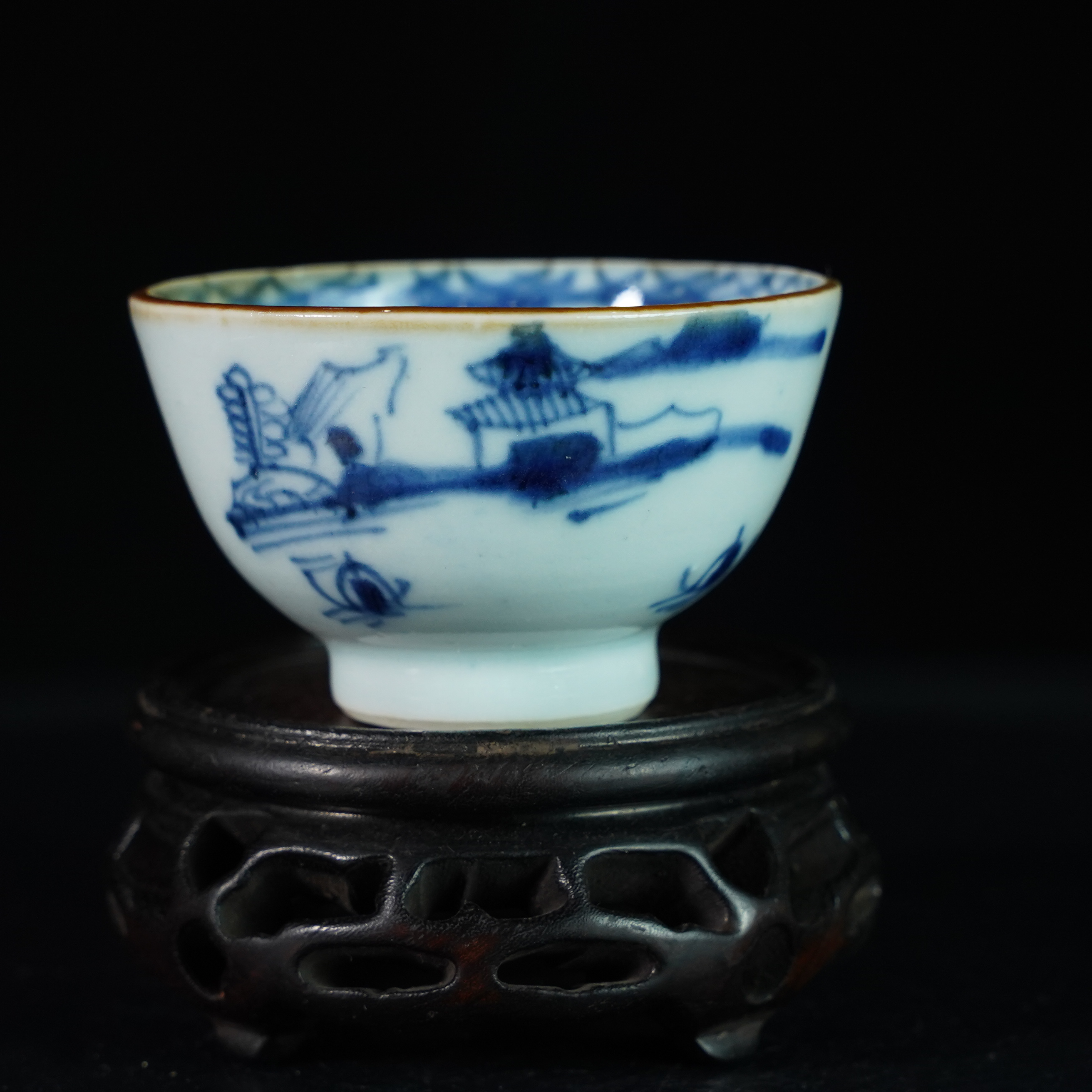 LABC250120010【十竹斋】清乾隆山水青花茶园