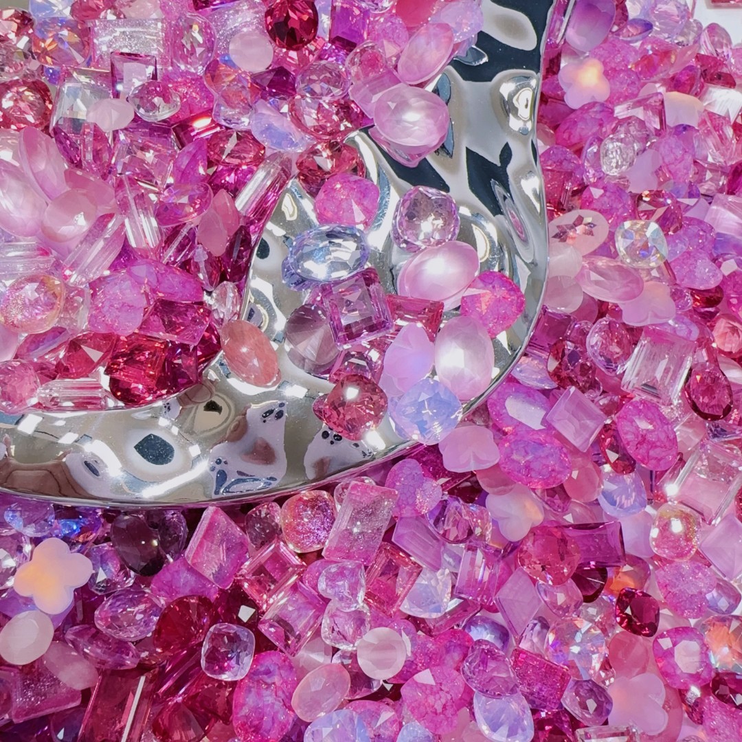 【弗洛伊德】火龙果色系美甲钻饰品奢华爆闪手工超闪