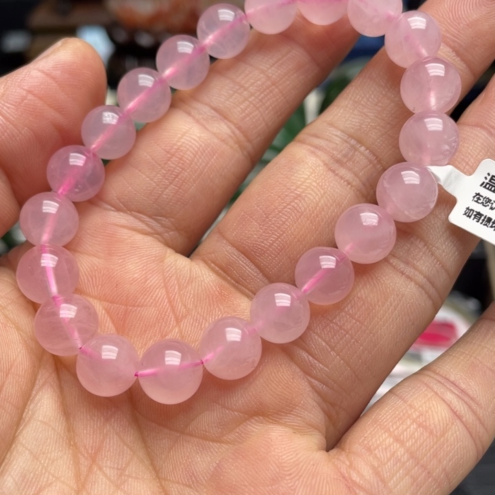 水晶手链未镶嵌莫桑比克粉晶手链卡9.5mm