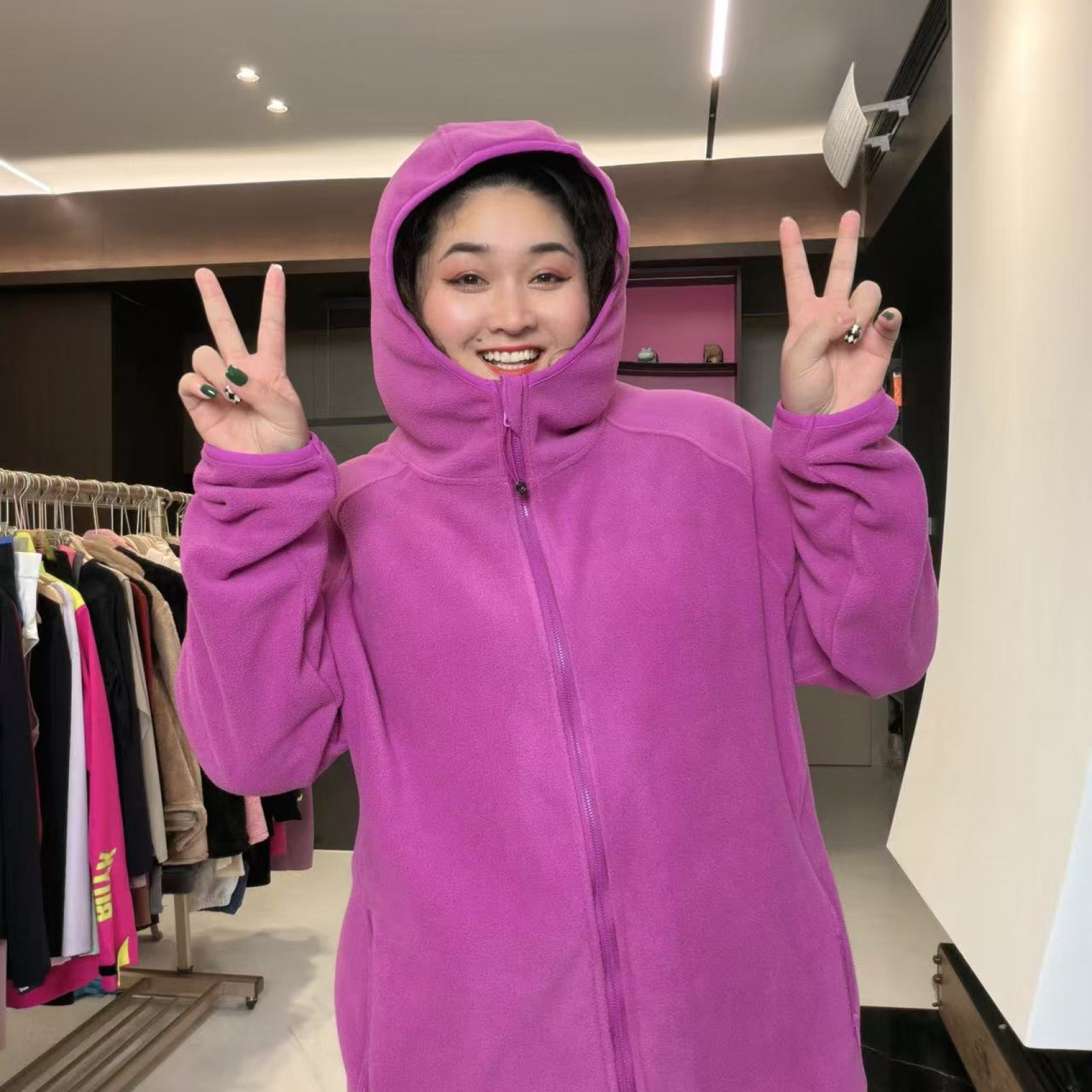 励志女孩励志女孩大码秋冬加厚双面摇粒绒加长外套WT-M5