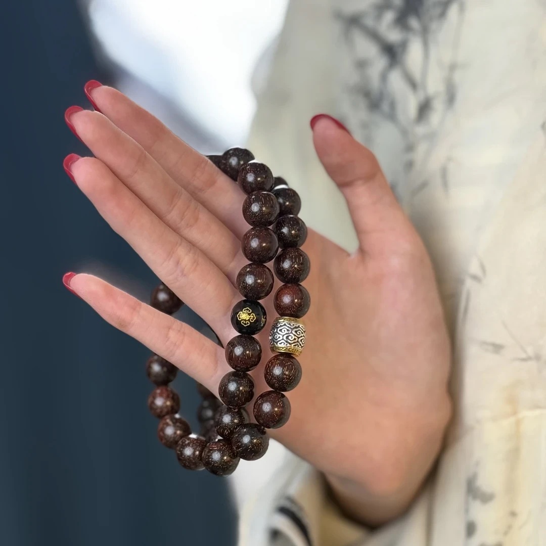12*12金星紫檀本命佛双圈佛珠手串 MTX-0403