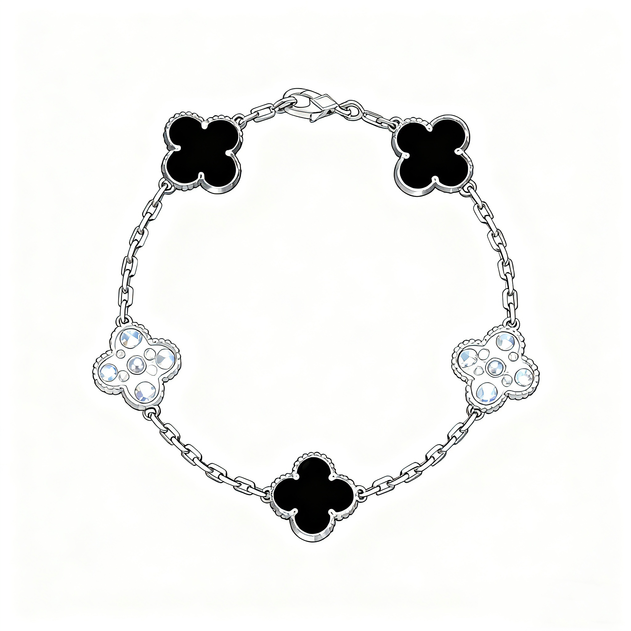 合金手链 3.0V金四叶草五花手链高定CNC工艺