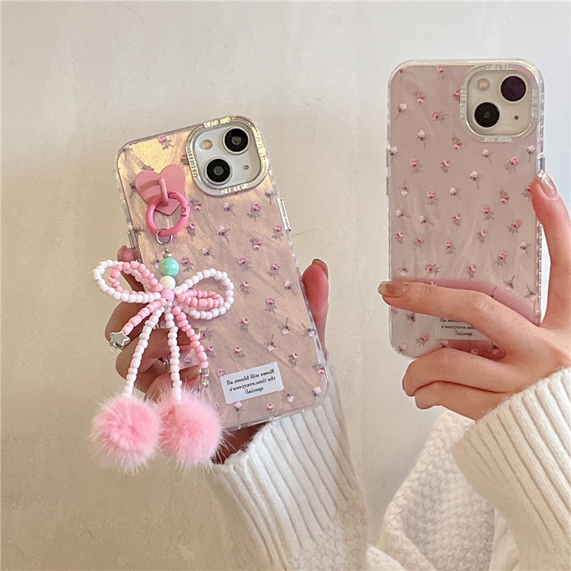 满屏羽纱小碎花挂坠适用iPhone16苹果15ProMax/14/13手机壳12新款