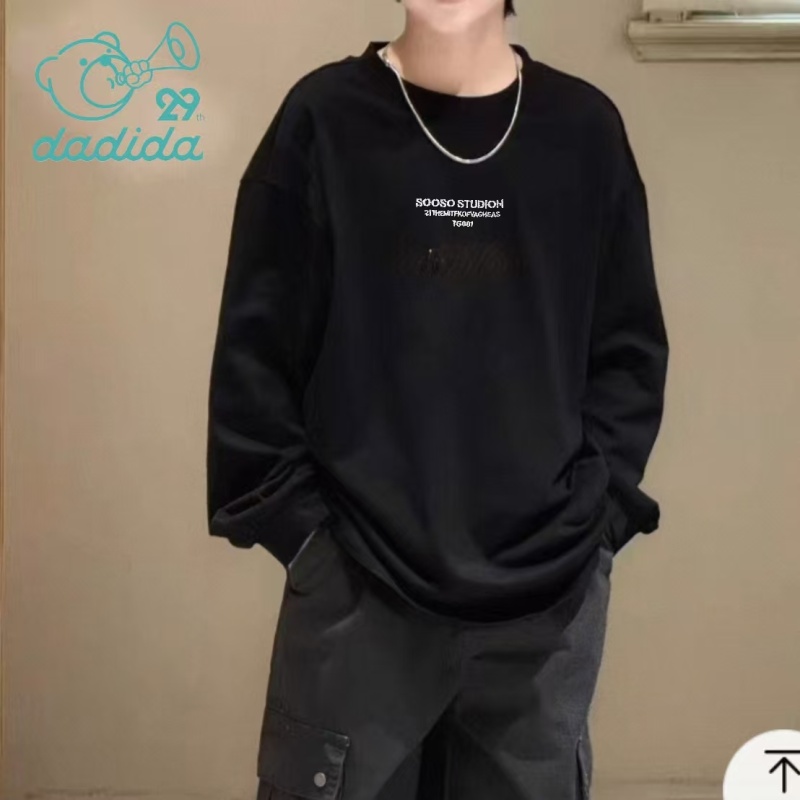 dadida/嗒嘀嗒2025秋季男童黑色英文字母卡通印打底衫705100145