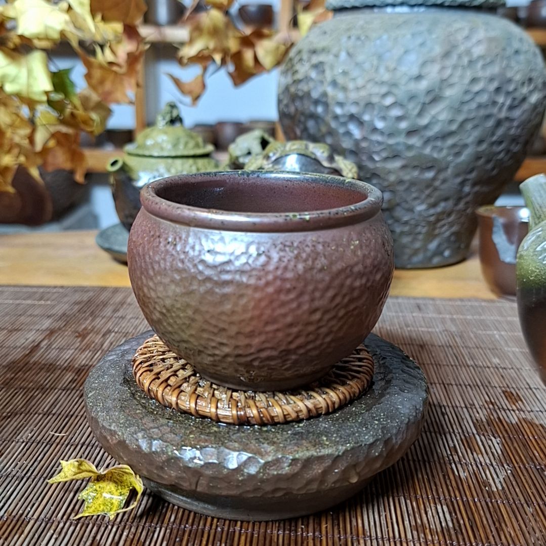 坭兴陶纯柴烧锤纹杯150c
