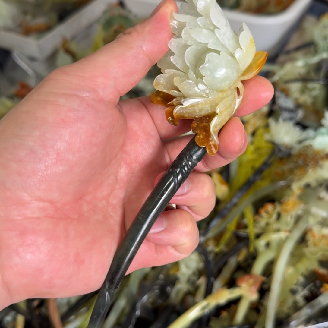 岫玉发饰未镶嵌明君玉簪就是好看