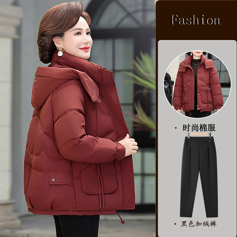 棉袄女冬季妈妈加厚洋气中老年人女秋冬外套新款羽绒棉服大码遮肚