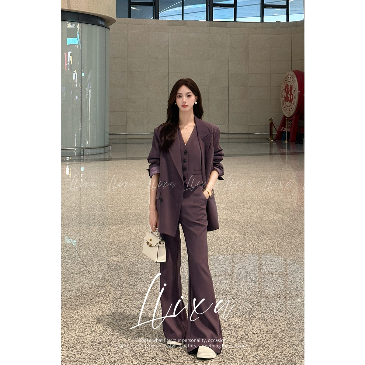 Liixu2025高级感西装马甲三件套时尚廓形西套装女XZ236