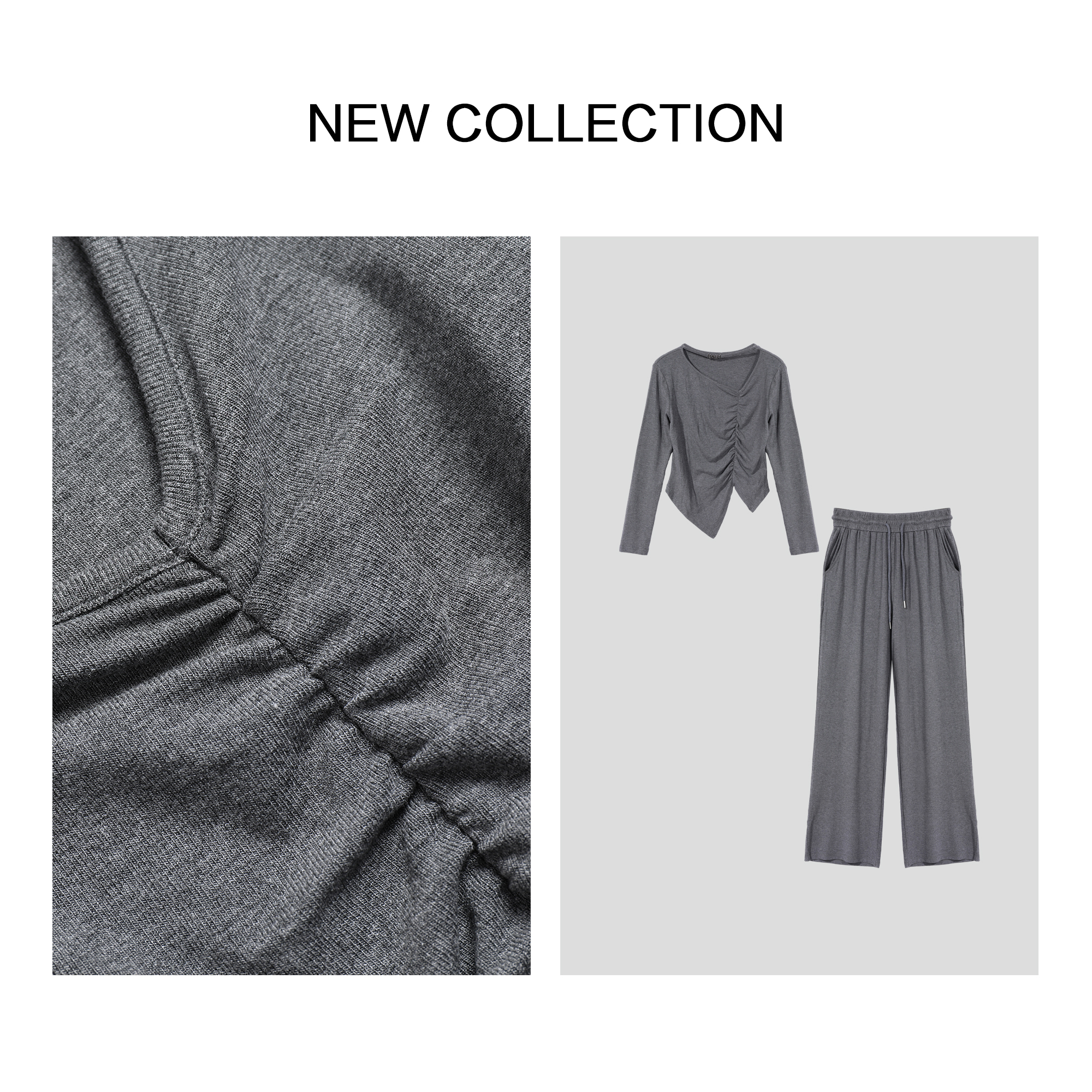 【婷婷专属】D1F27018 夏季薄款两件套 修身T恤+高腰阔腿裤