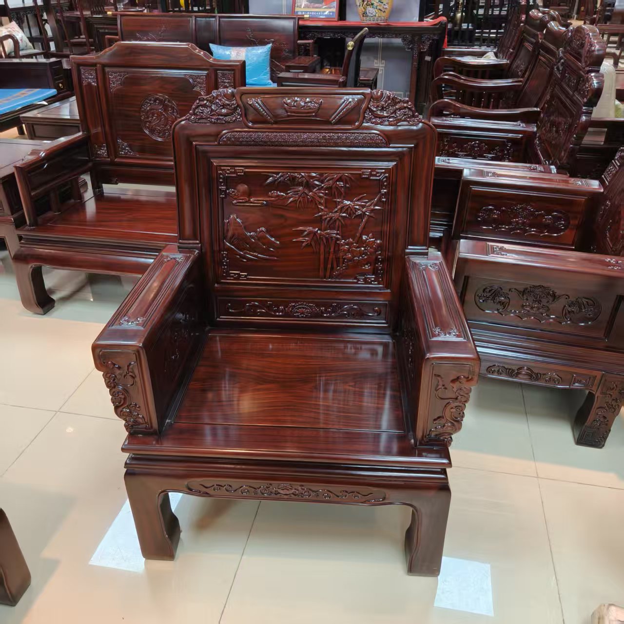 酸枝木  山水元宝单人位