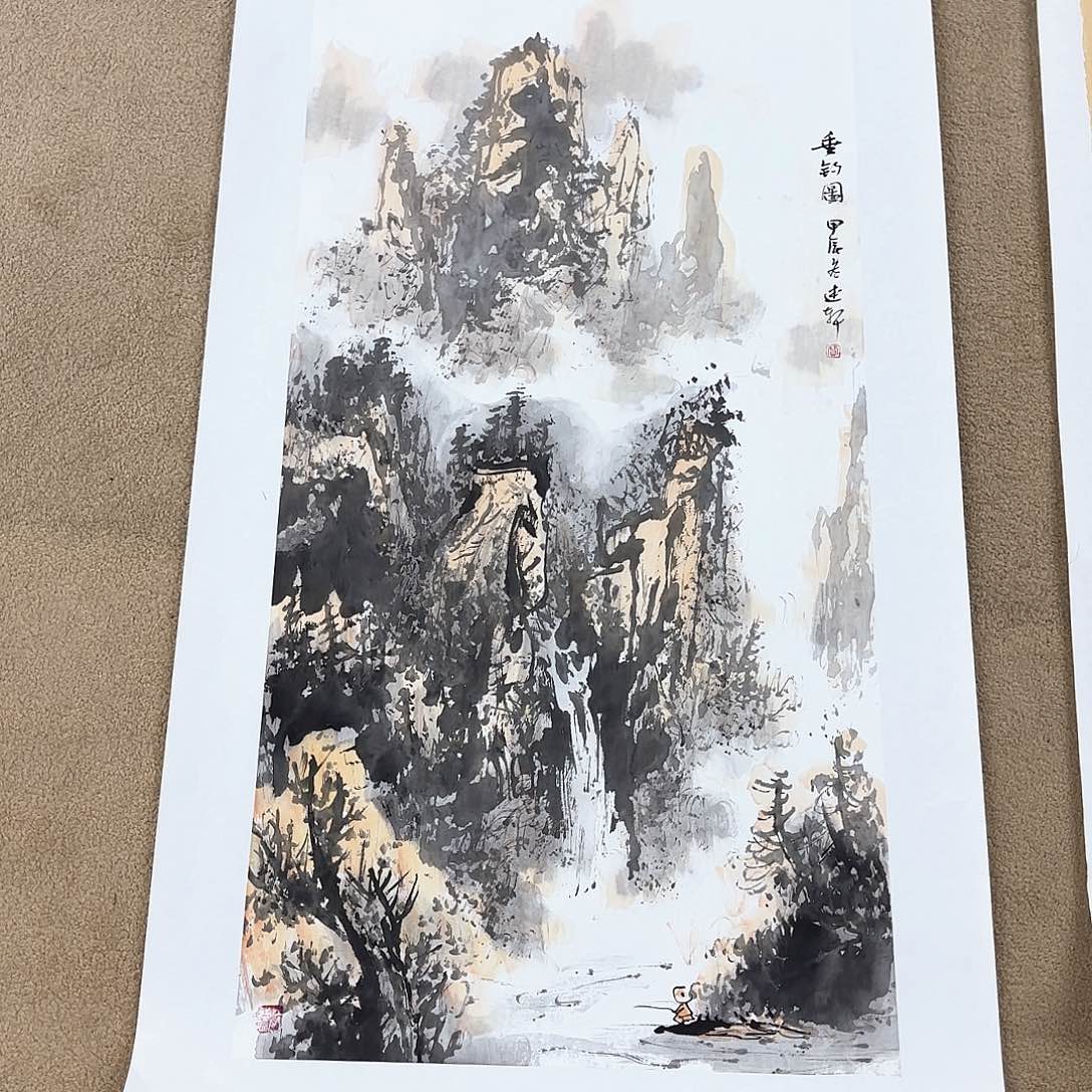 国画正**意贾述轩三尺山水朱