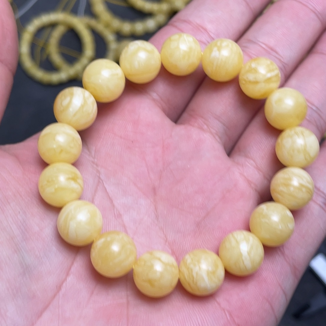 蜜蜡裸石未镶嵌蜜蜡手串11mm