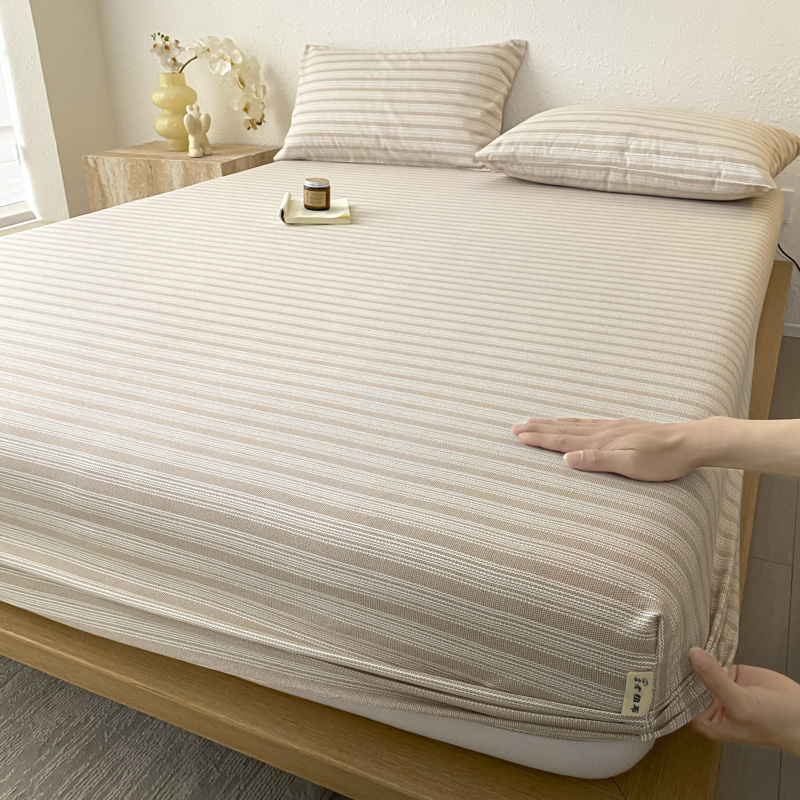 日式简约老粗布凉席纯棉床笠床单全棉床罩床套加厚防滑1.5/1.8床