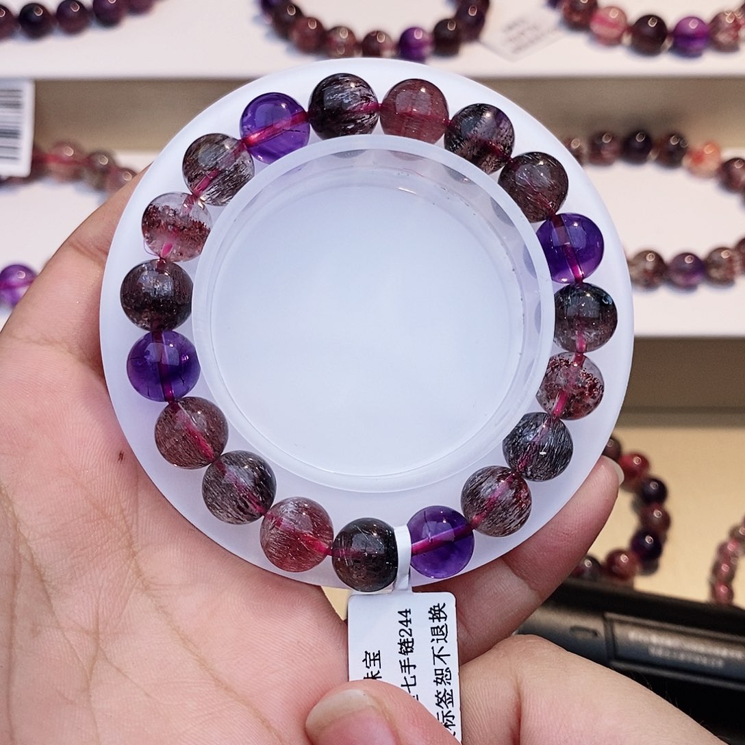 水晶手链未镶嵌黑加仑超七9m