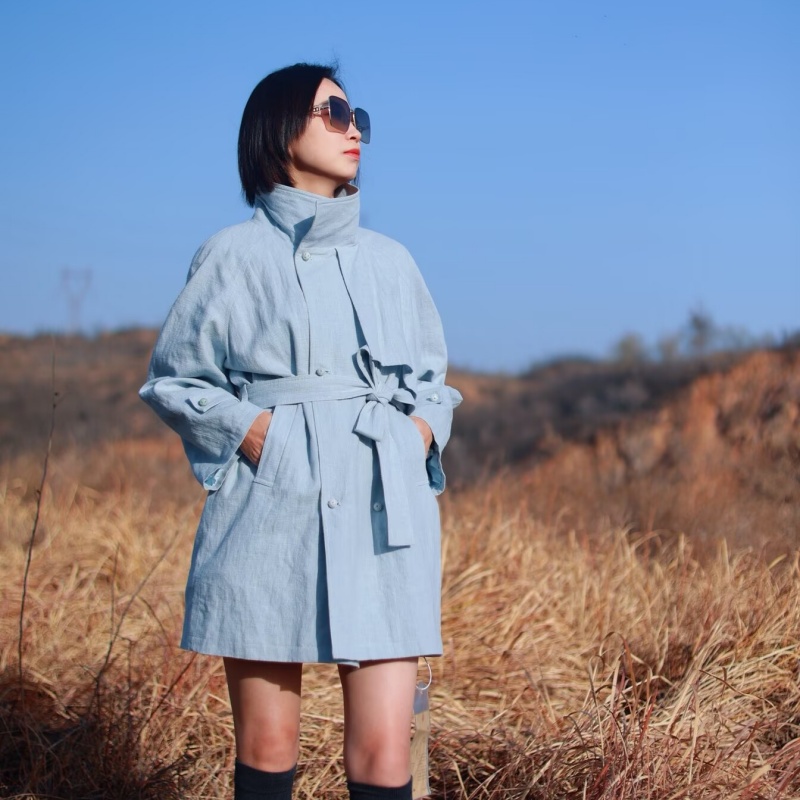 【抖音专属】唤春•风衣外套（24805130-远天蓝）