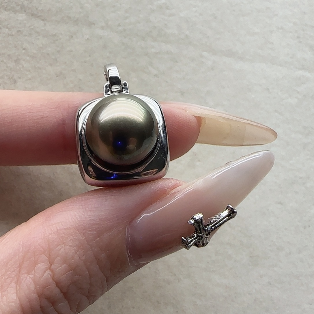 海水珍珠银S925镶嵌吊坠96