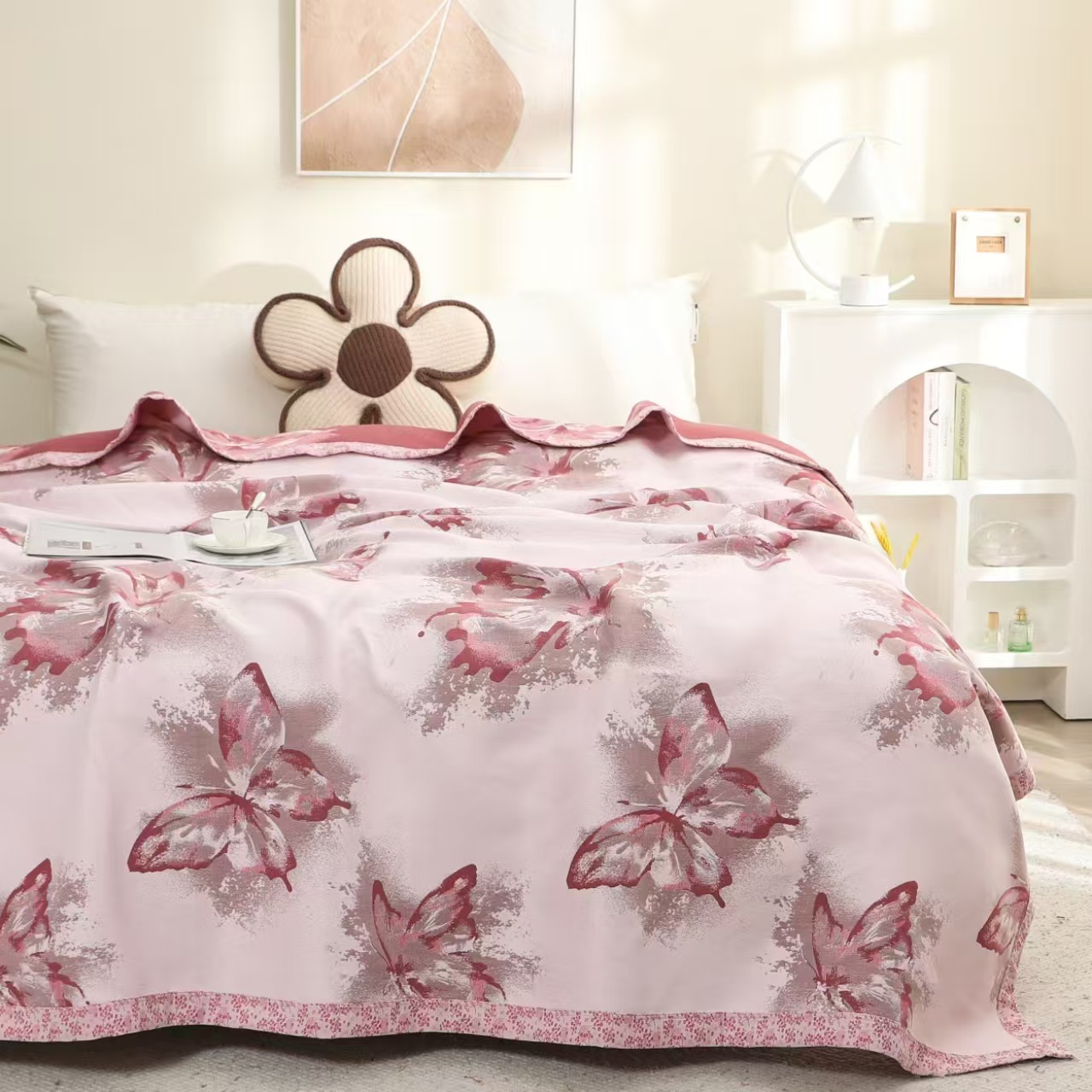 【蝶黛】240*250cm新品A类柔软亲肤透气舒适可机洗四季可用床盖