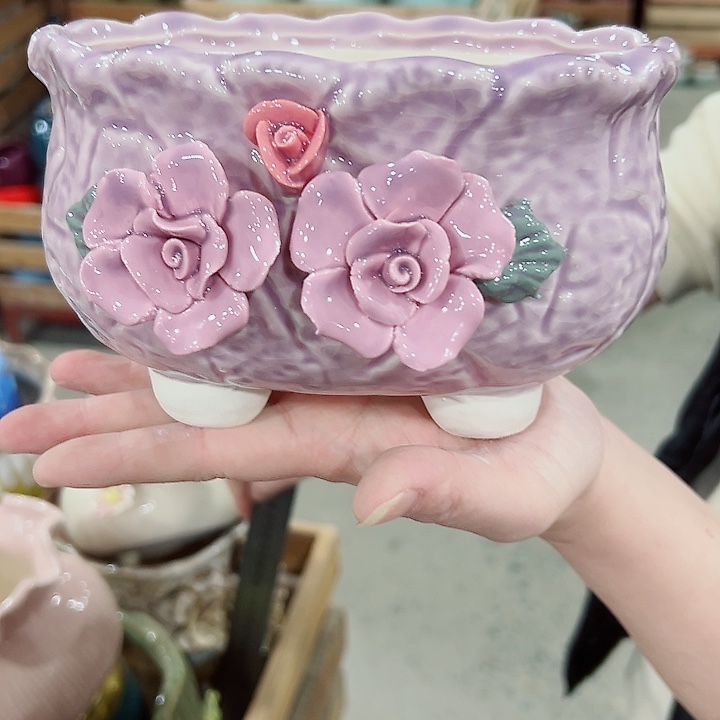 有孔.凑满10元发货多肉陶瓷花盆！