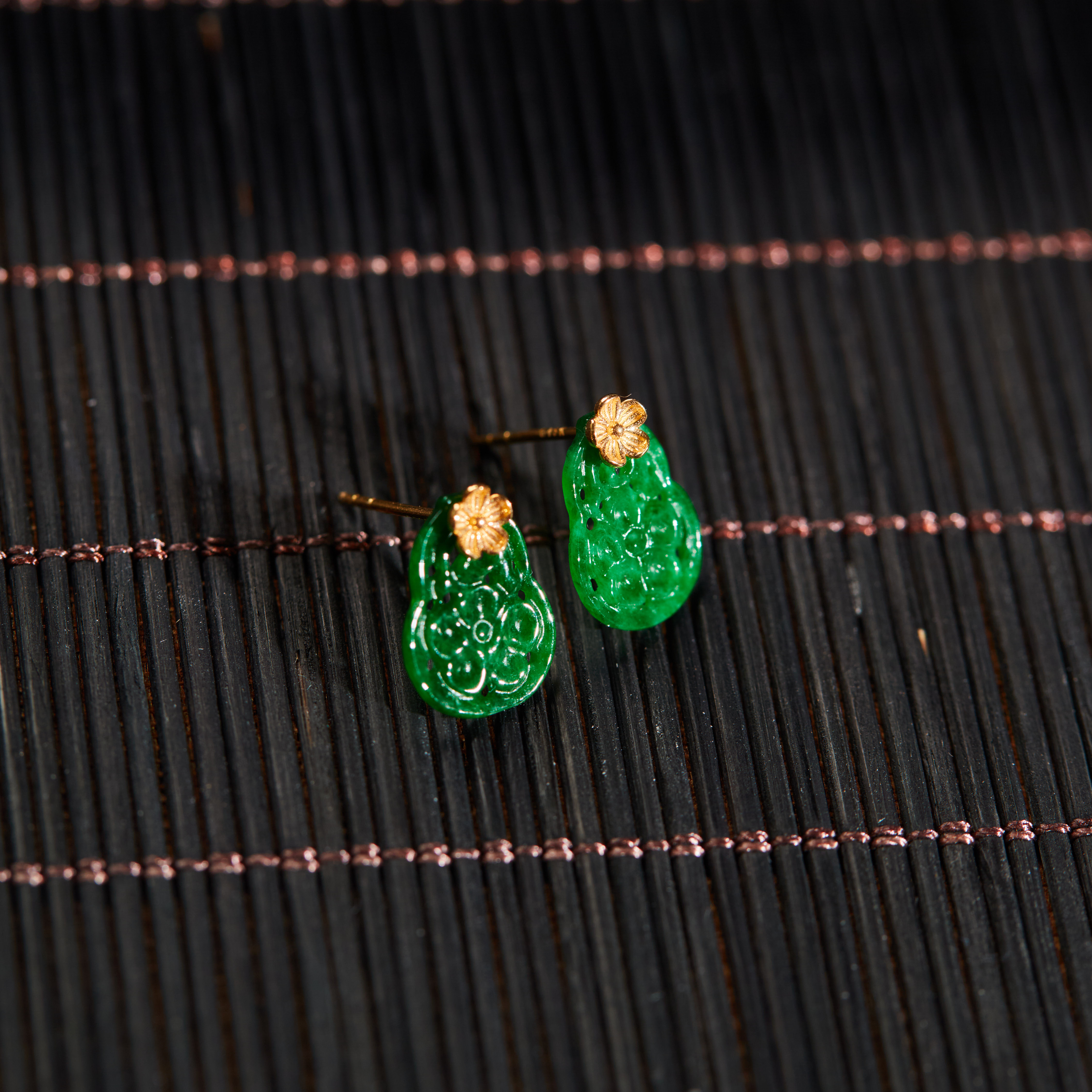 【云上雅岚】翠玉瑶丨C40585-18K翡翠耳钉-11×8mm-多样性发一件
