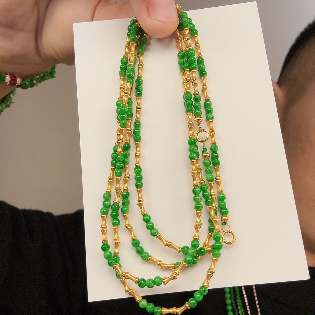 翡翠18K金镶嵌颈饰多样性发货只发一件