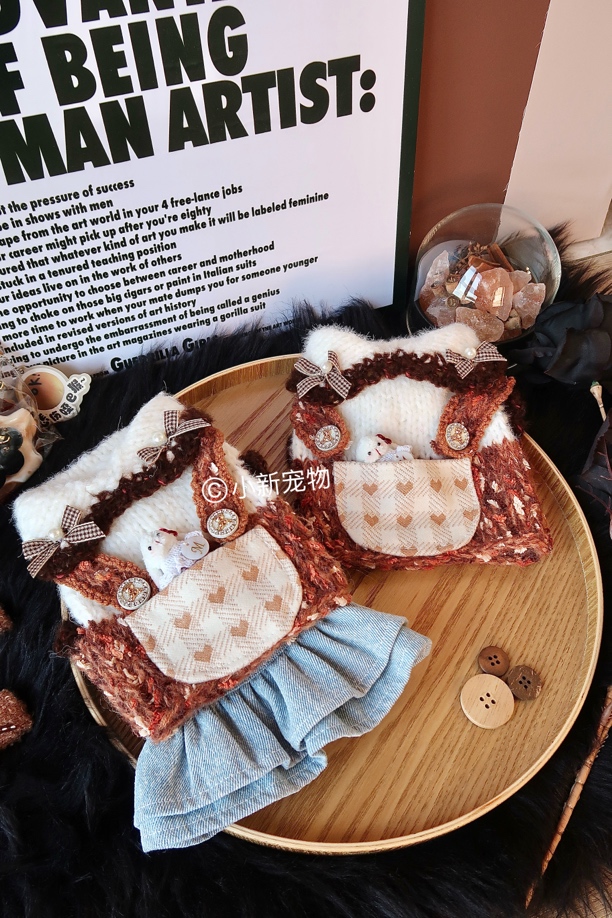 小新宠物新款美拉德毛衣短款可爱柔软舒适百搭猫狗马尔济斯比熊