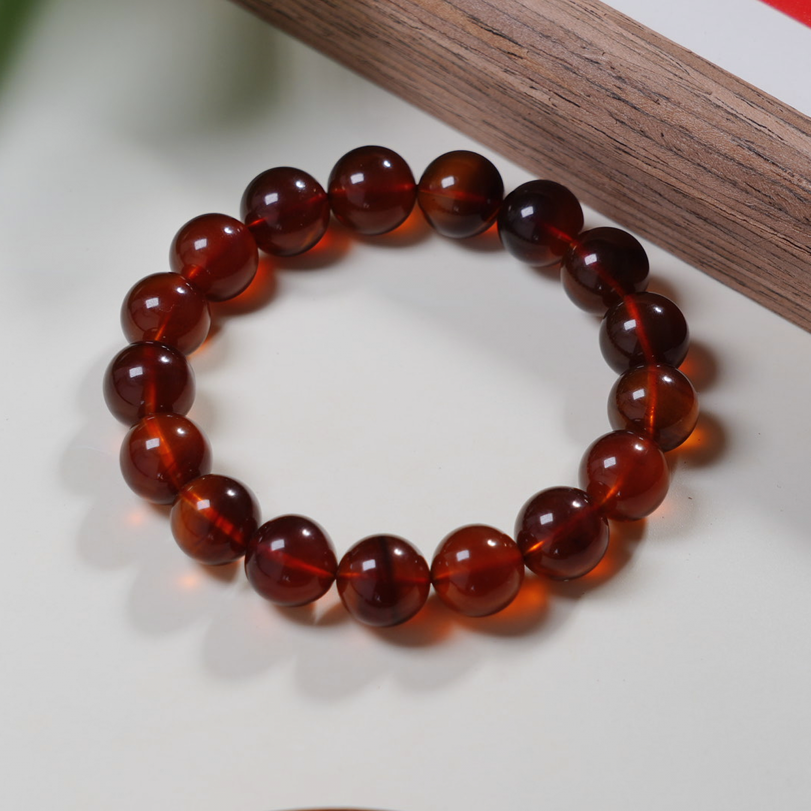 天然缅甸琥珀棕红珀11m+手串