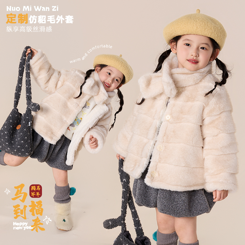 丸子十YS【步步高升】儿童韩系加厚貂毛暖暖外套（年款）WZJ-26832