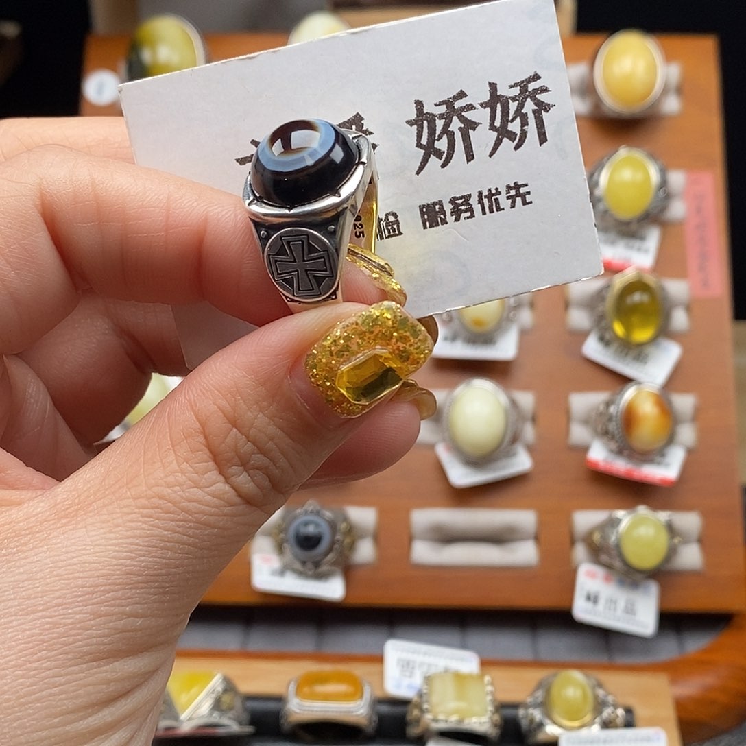 玛瑙/玉髓戒指银S925镶嵌*️