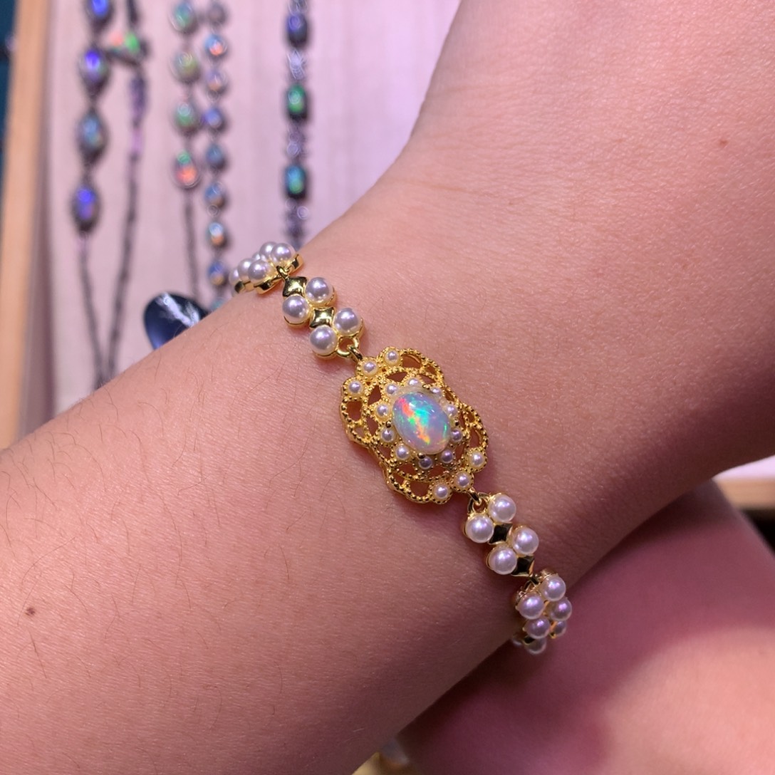 小***果欧泊银S925镶嵌手链款