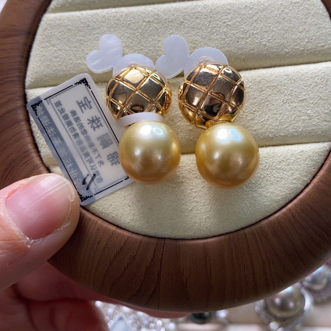 海水珍珠耳饰银S925镶嵌