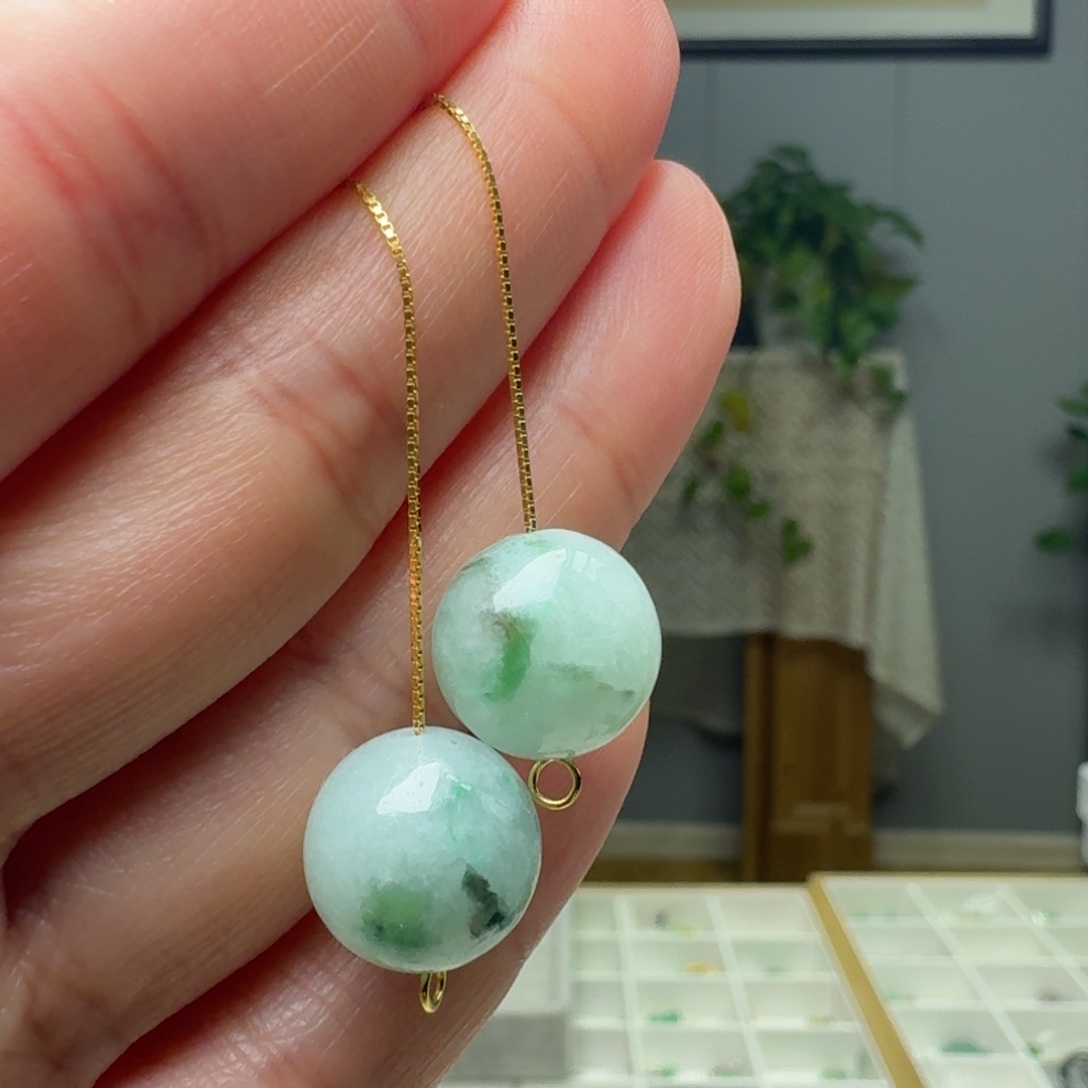 翡翠银S925镶嵌耳饰多样性发货其一