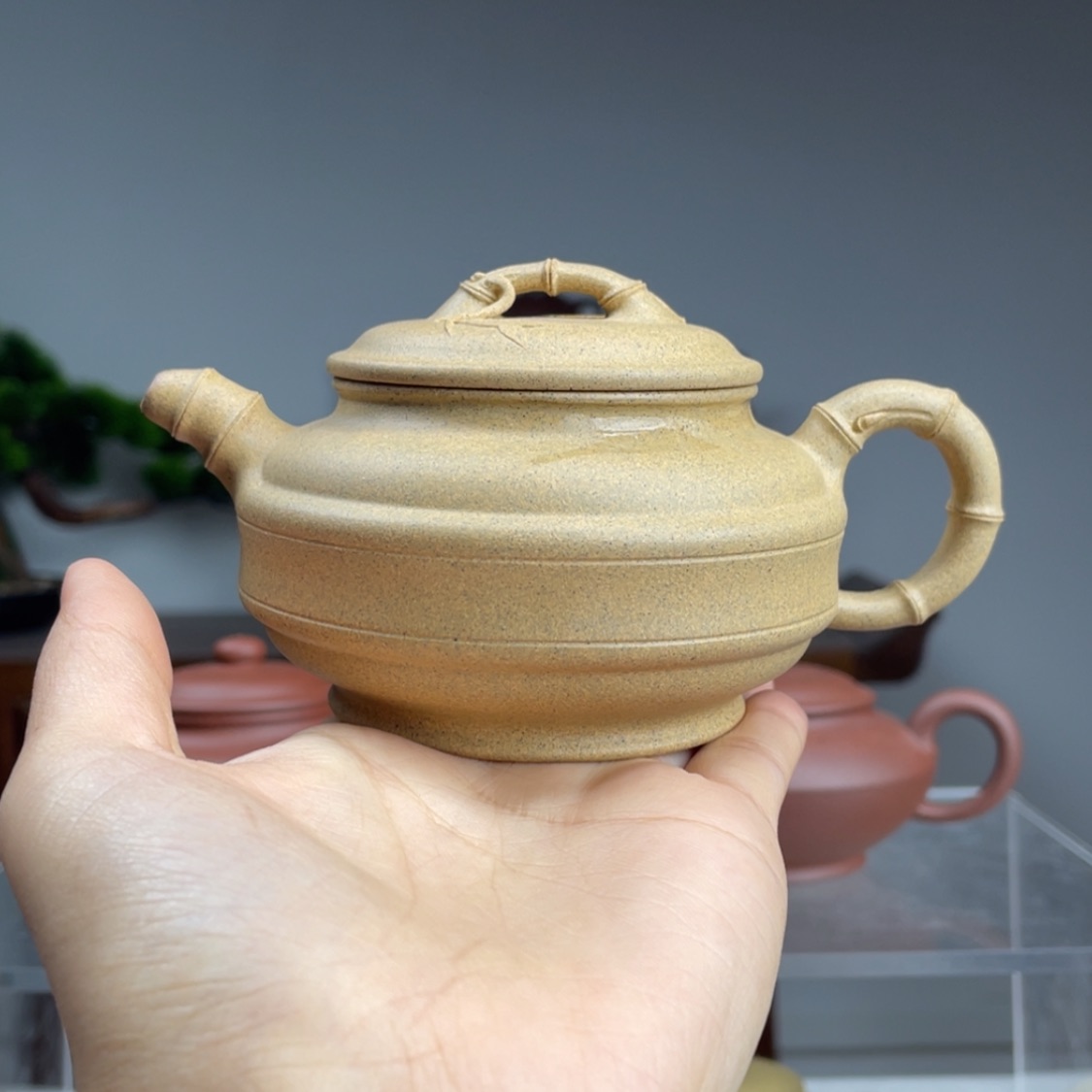 【闪购商品】紫砂茶壶?**佑高温黄段双线竹鼓容量200cc