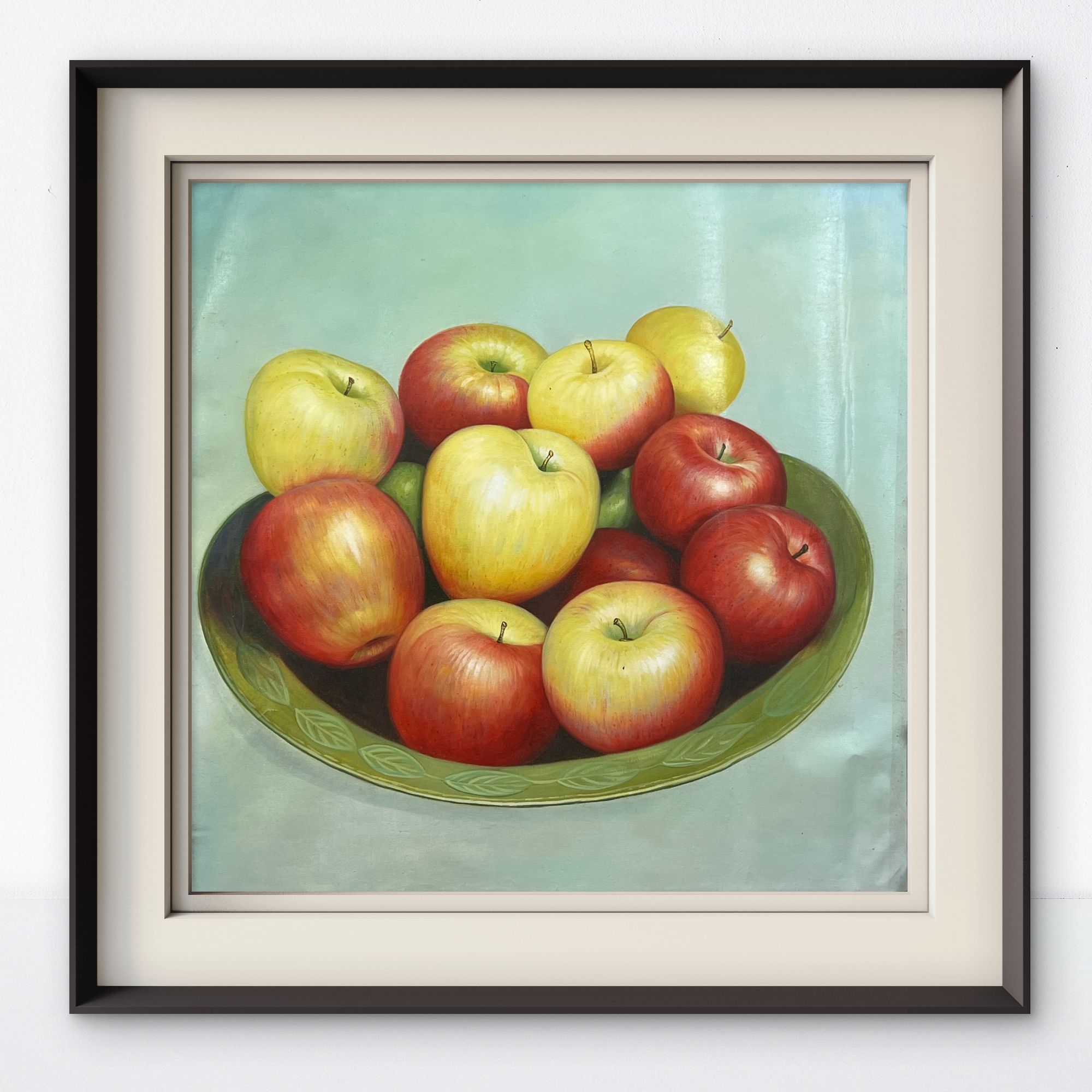 鸣艺典藏油画《果盘凝鲜》手绘油画  画心尺寸70x70cm