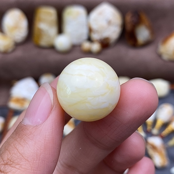 琥珀裸石未镶嵌20虎皮圆珠u51