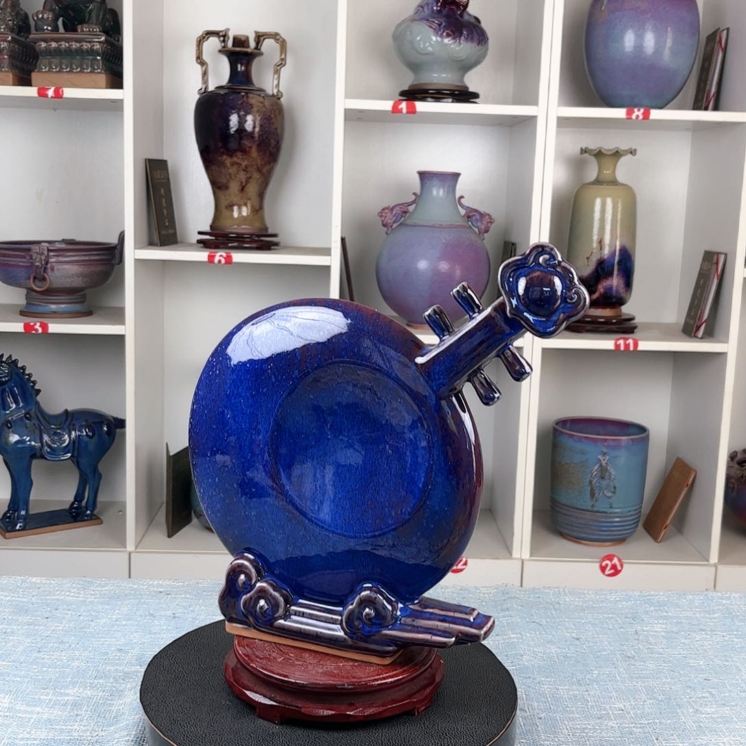 瓷片知音摆件工艺品