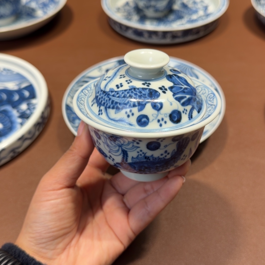 手工手绘茶具盖碗