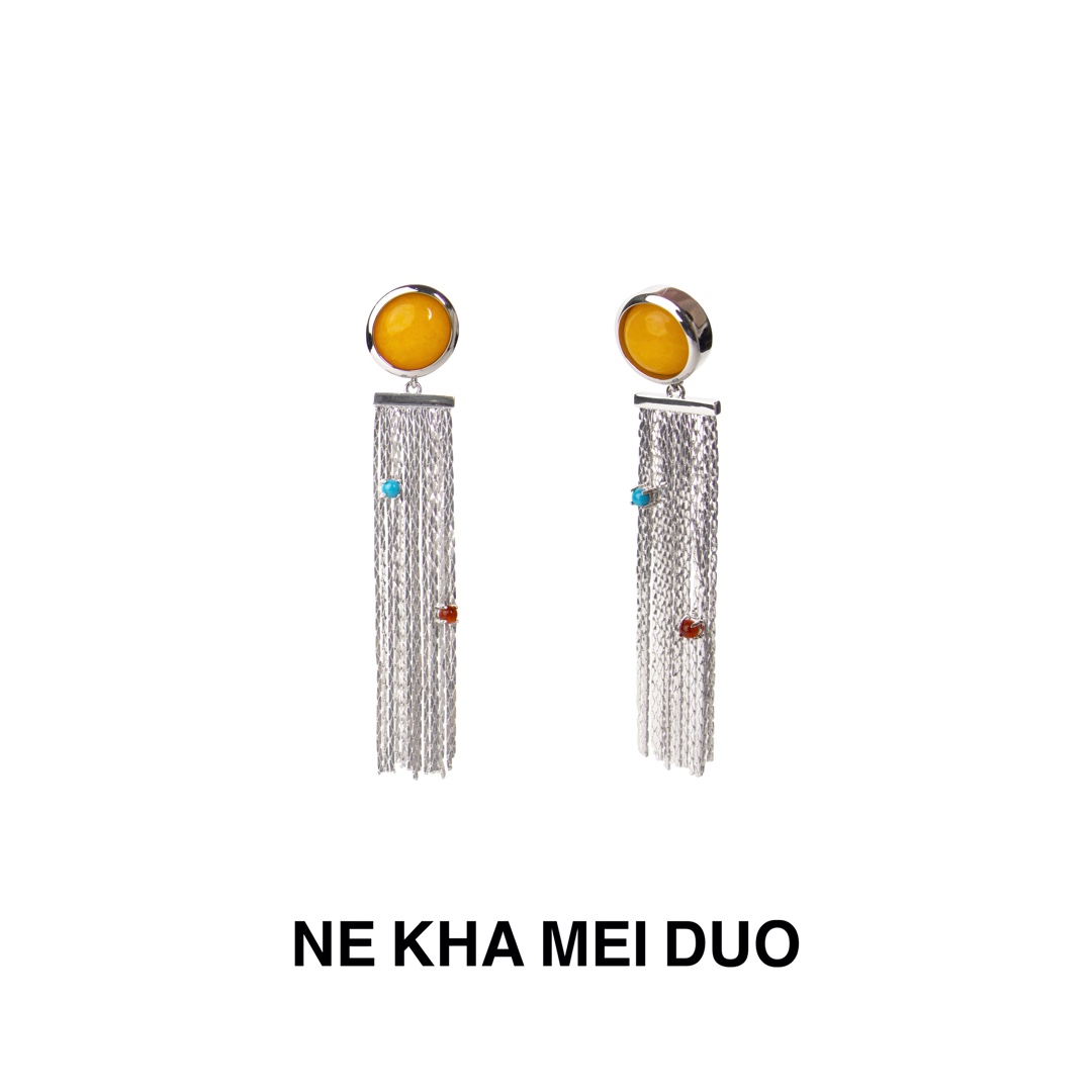 铜合金耳饰 NKMD尼卡梅朵｜原石镶嵌流苏耳环