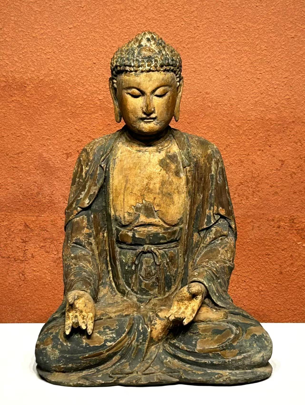 木雕座佛  皮壳沧桑完美