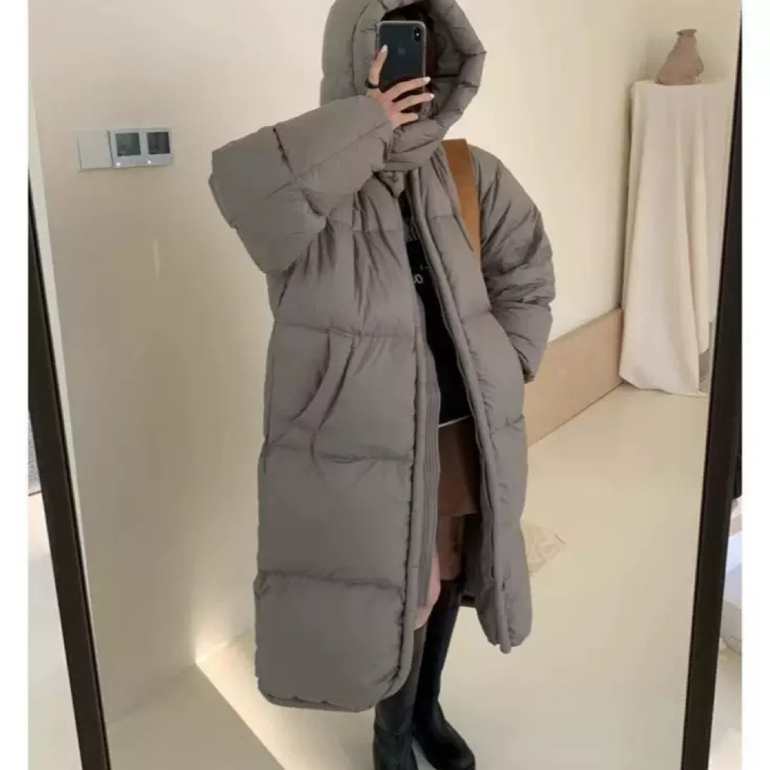 N•G[泡芙软软] 厚款过膝宽松连帽外套