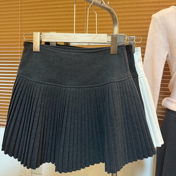 【氧气雨】/miu系学院风呢子百褶短裙