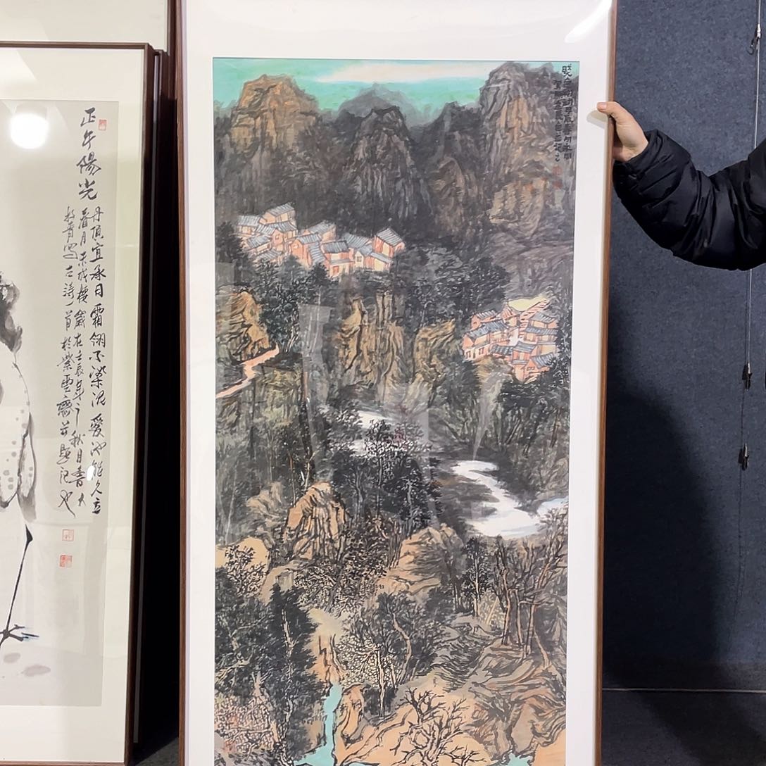 国画手绘画作品带框