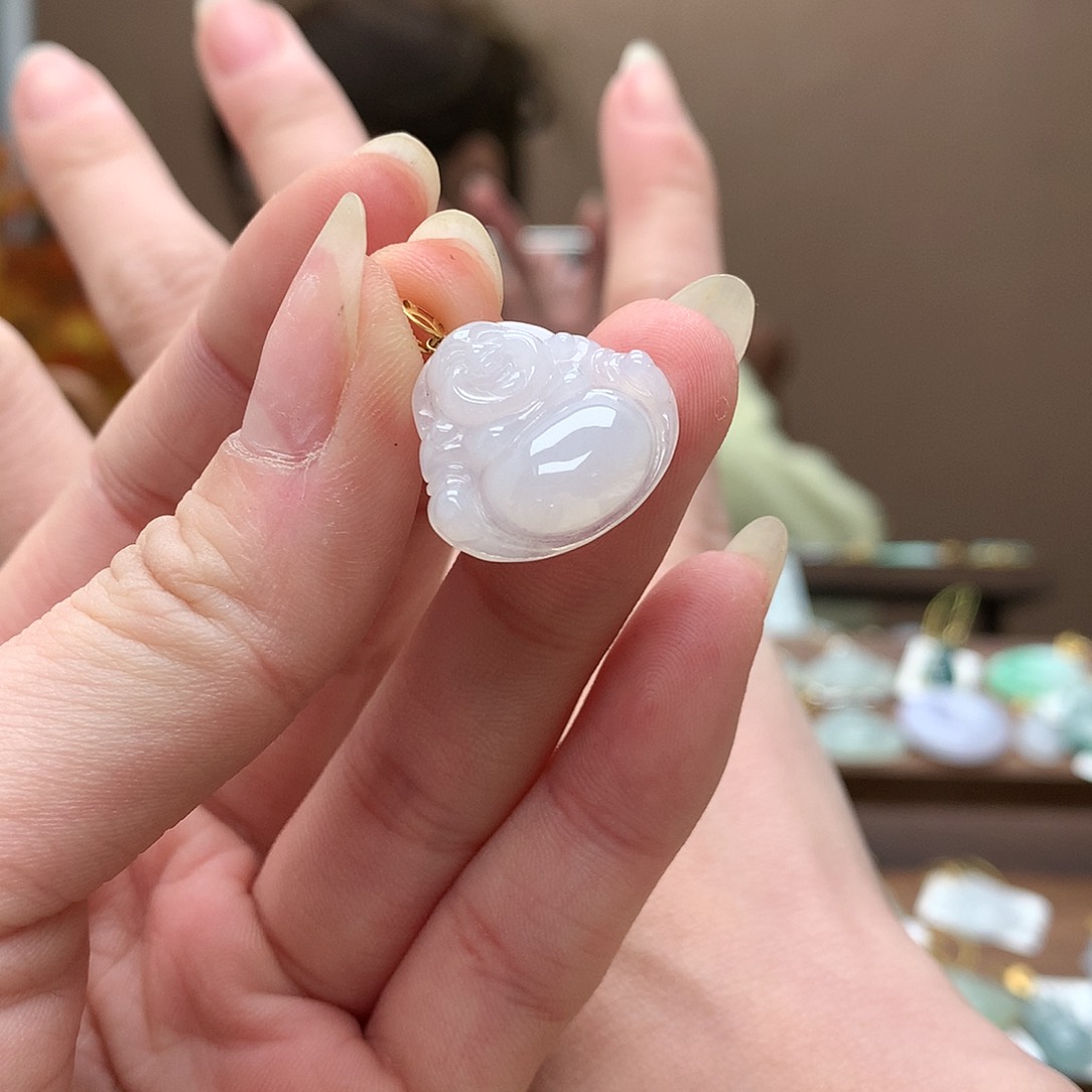 翡翠吊坠(不含链)18K金镶嵌