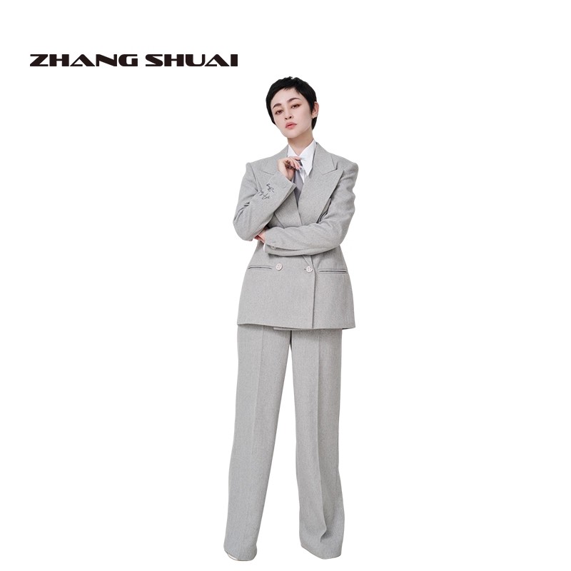 ZHANGSHUAI 张帅通勤风肌理感抽绳西裤