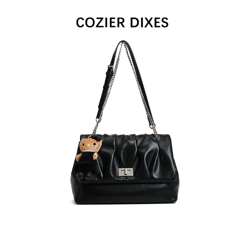 百搭手提单肩斜挎包 DFN958-黑色【赠挂件】